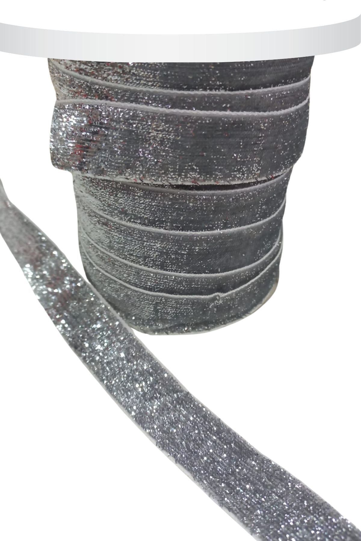 Kadife Kurdele Simli 2 cm Gümüþ 10 Metre