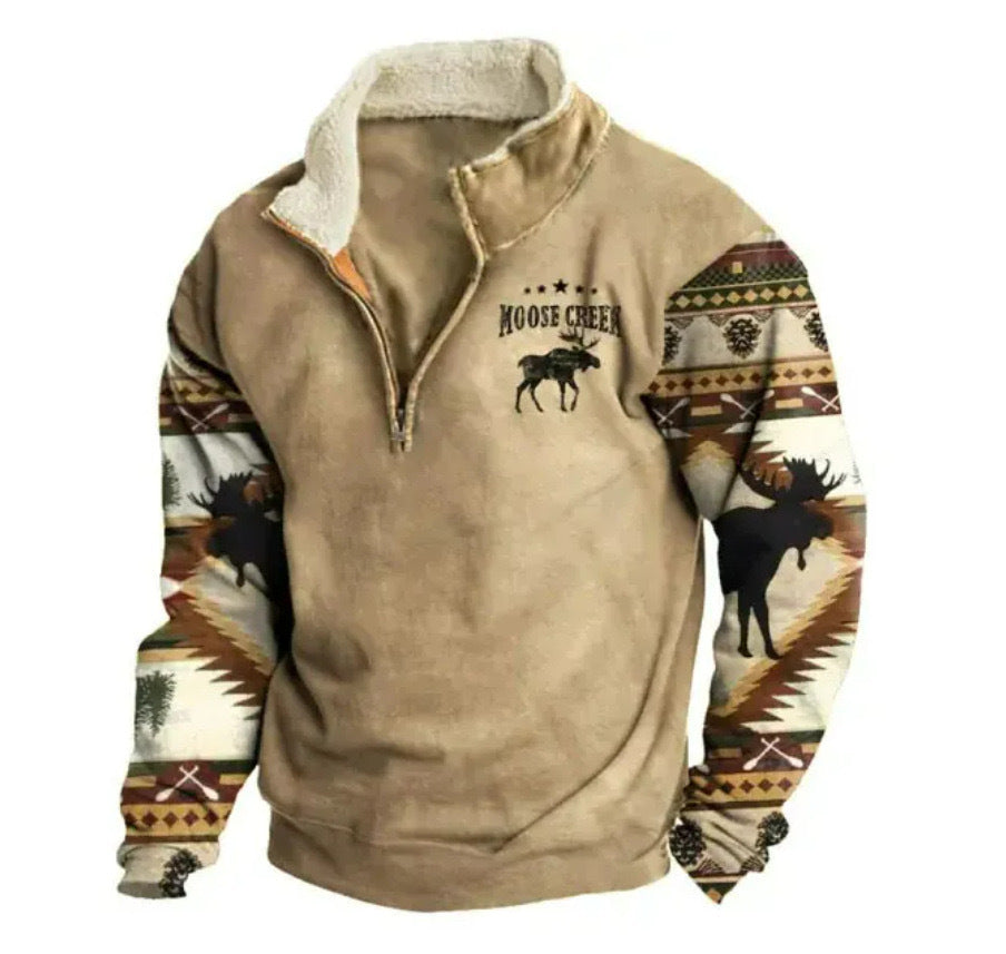 Herren Übergangsjacke – Halb-Zip, Bedruckt, Frühling & Herbst Mode