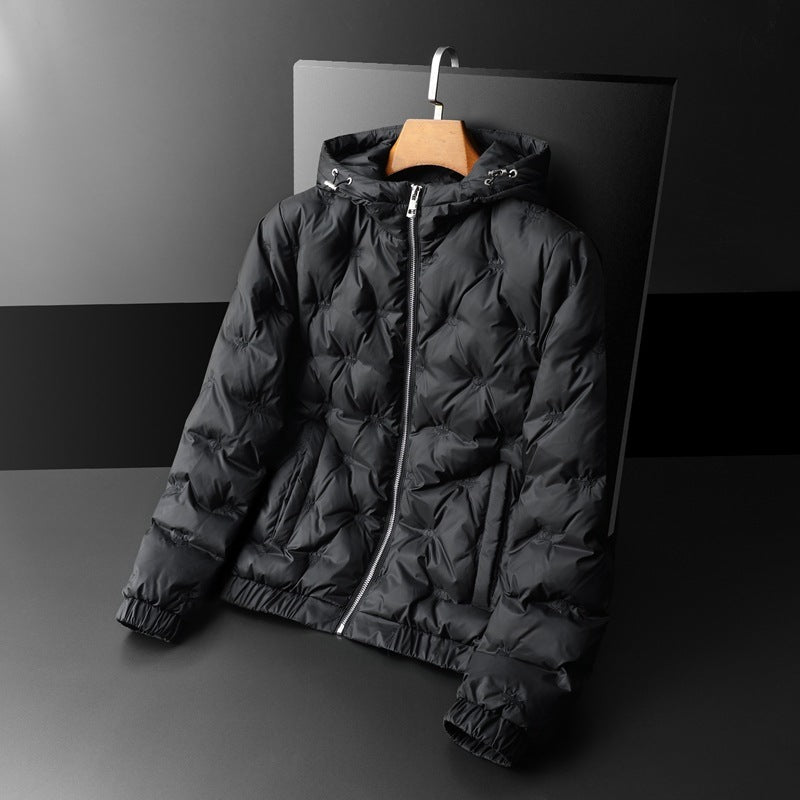 Herren Daunenjacke – Bestickt, Kapuze & Plus Size | Lässige Winterjacke 2025