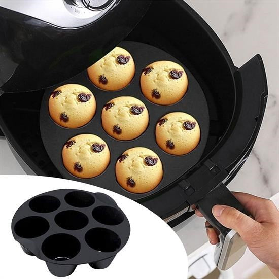 BUFFER® 7 Gözlü Silikon Çok Amaçlý Airfryer Muffin Cupcake Kek ve Çörek Piþirme Kalýbý
