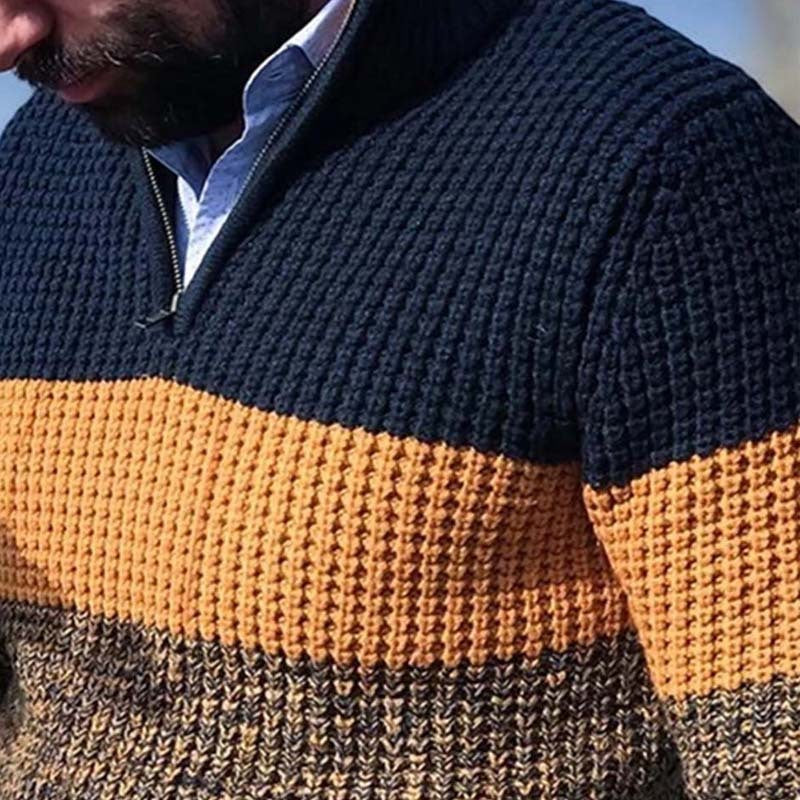 Herren Pullover mit V-Ausschnitt – Langarm Colorblock Sweater | Freizeit & Wintermode 2025
