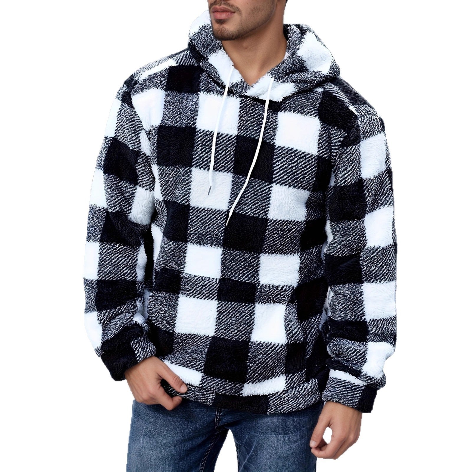 Herren Kunstpelzjacke mit Karomuster – Europäischer & Amerikanischer Stil | Herbst & Winter 2025