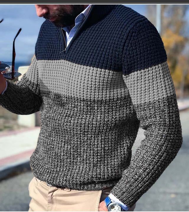 Herren Pullover mit V-Ausschnitt – Langarm Colorblock Sweater | Freizeit & Wintermode 2025