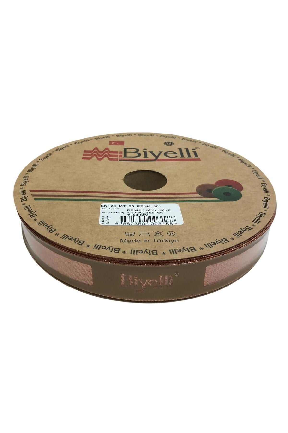 Biye Simli Katlý 301 2 cm 25 Metre %50 Simli % 50 Polyester