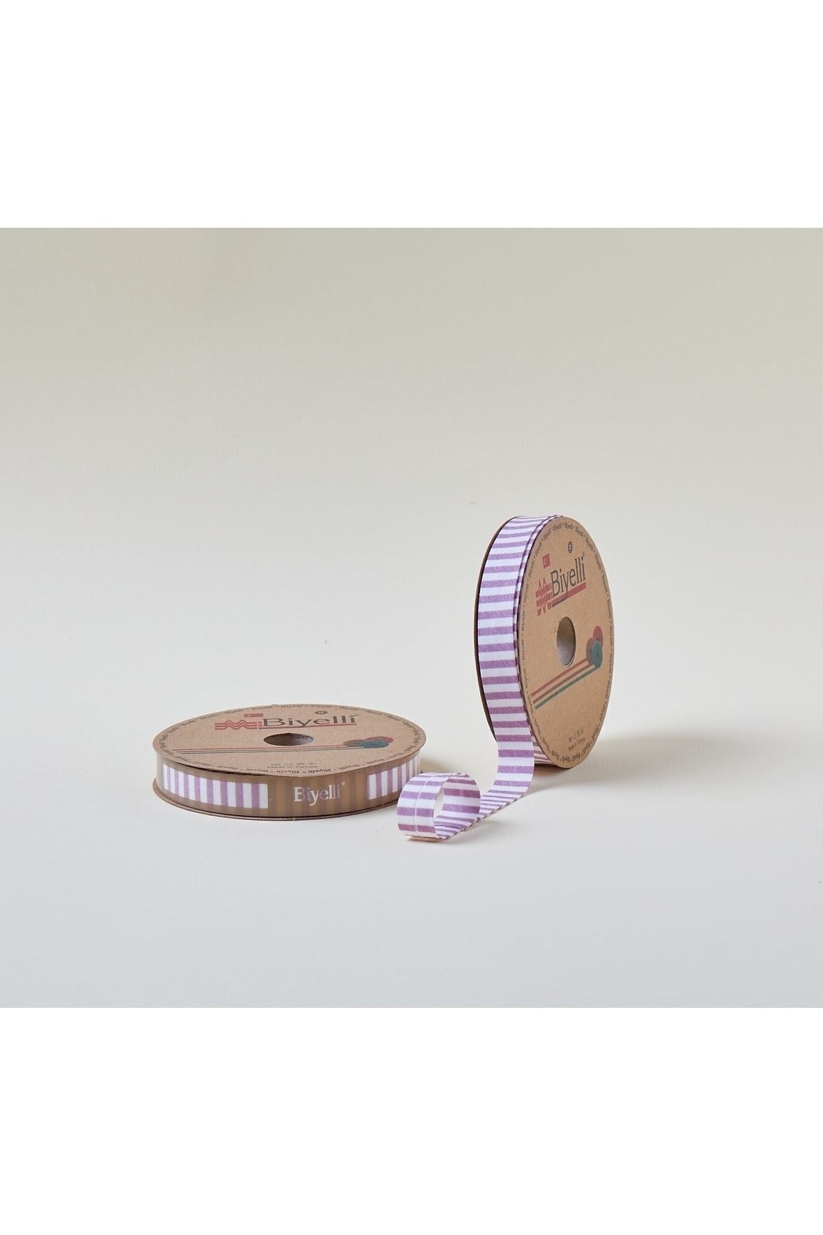 Biye Kalýn Çizgili Katlý F07 Gül Kurusu 2 cm 25 Metre %65 Koton %35 Polyester