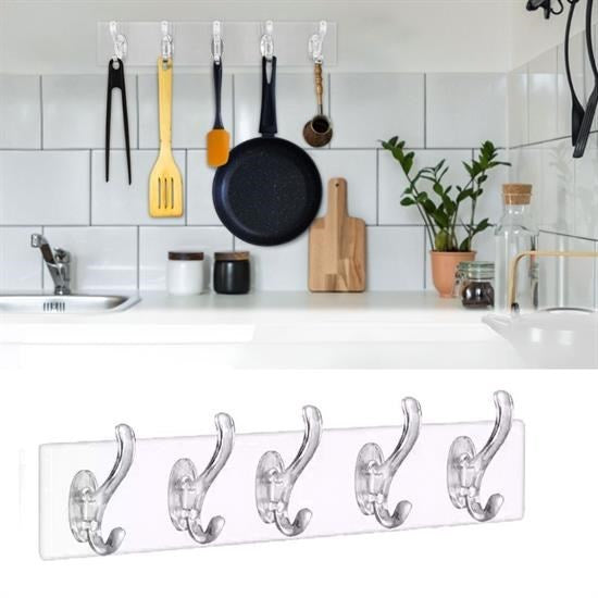 BUFFER® 5'li Güçlü Yapýþkanlý Þeffaf Duvar Askýsý Banyo Mutfak Düzenleyici Pratik Askýlýk