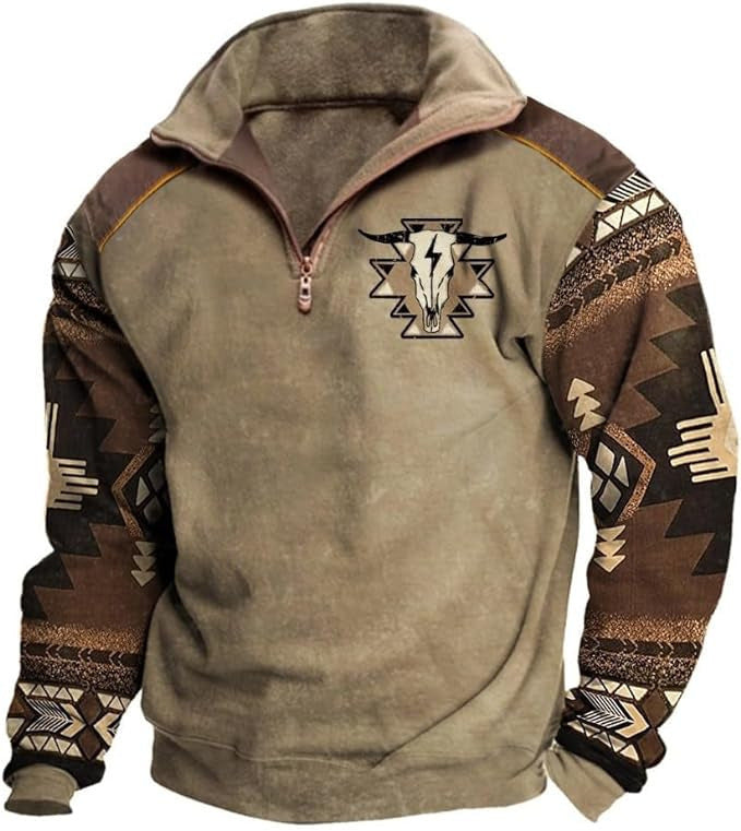 Herren Übergangsjacke – Halb-Zip, Bedruckt, Frühling & Herbst Mode