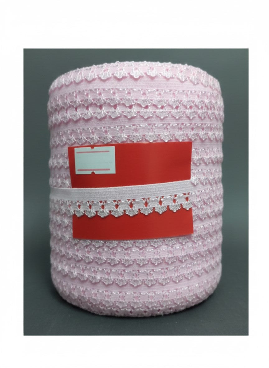 Çamaþýr Lastiði Dantelli 1 cm 1 Metre Açýk Pembe