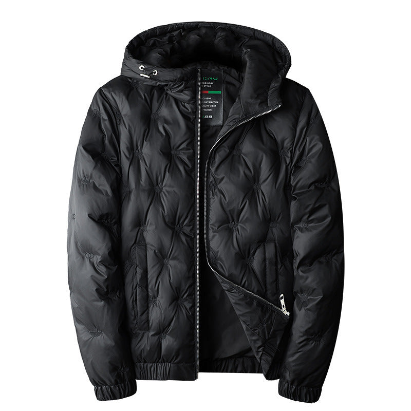 Herren Daunenjacke – Bestickt, Kapuze & Plus Size | Lässige Winterjacke 2025