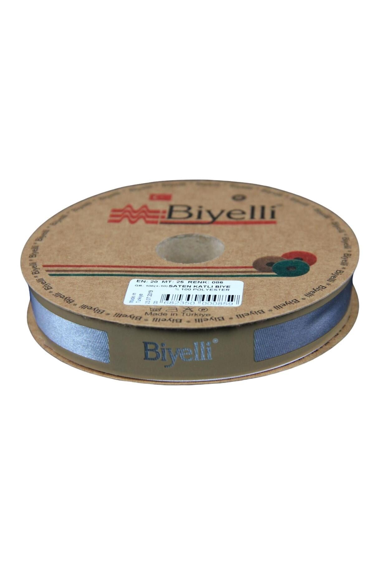 Biye Saten Katlý 086 Gri 2 cm 25 Metre %100 Polyester