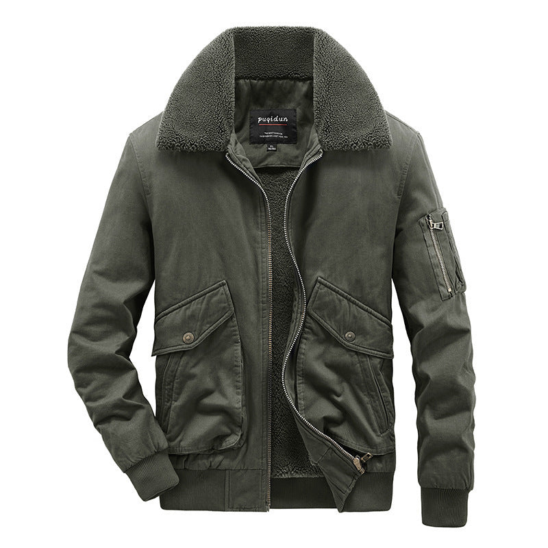 Herren Winterjacke – Lammfell, Baumwollgefüttert, Fleece & Dick