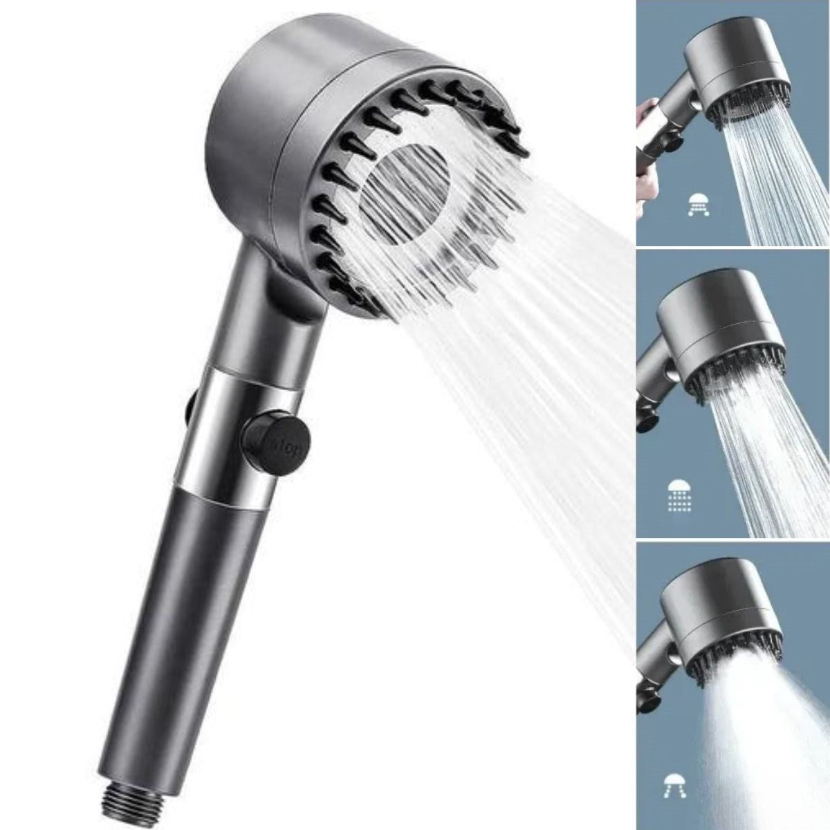 BUFFER® 3 Kademeli Turbo Basýnçlý Masaj Baþlýklý Silikon Fýrçalý Duþ Baþlýðý – Yüksek Basýnçlý Su Tasarruflu Duþ Baþlýðý