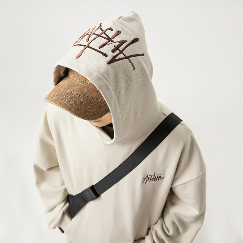 Herren Hoodie mit Handbemalten Buchstaben & Stickerei – Streetwear Kapuzenpullover 2025