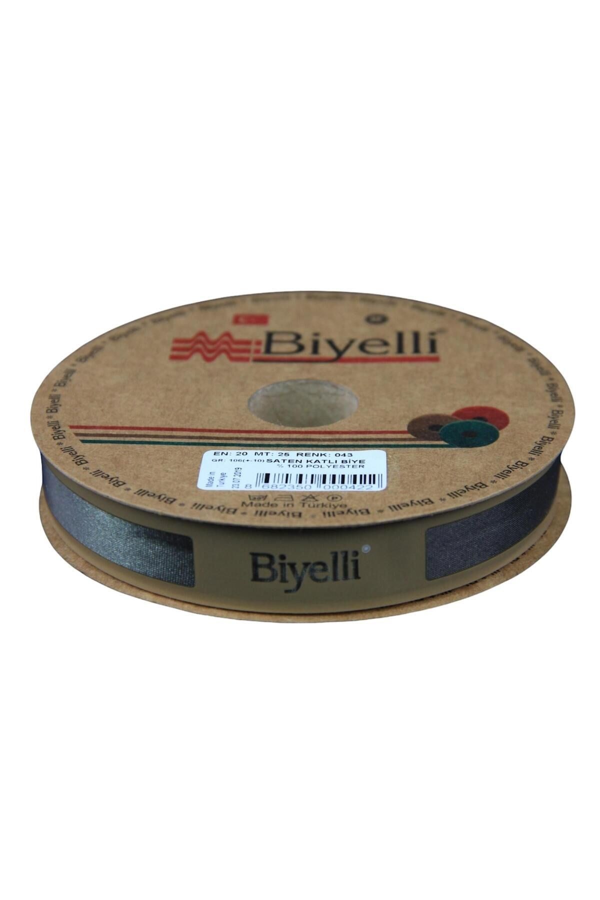 Biye Saten Katlý 043 Haki 2 cm 25 Metre %100 Polyester