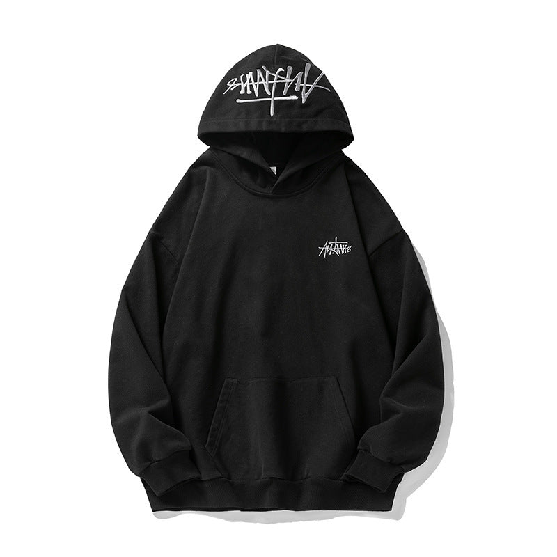 Herren Hoodie mit Handbemalten Buchstaben & Stickerei – Streetwear Kapuzenpullover 2025
