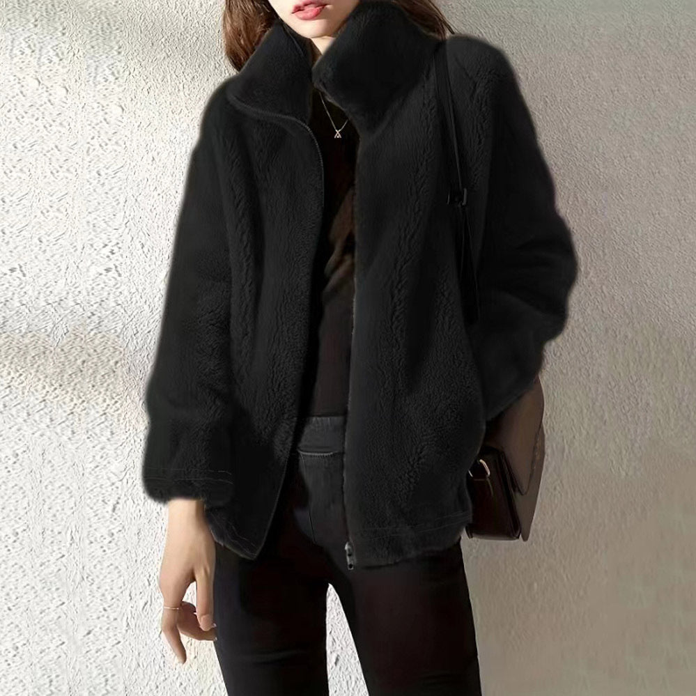 Damen Cardigan – Doppeltes Fleece, Wärmend mit Hohem Kragen | Pullover & Strickjacke 2025