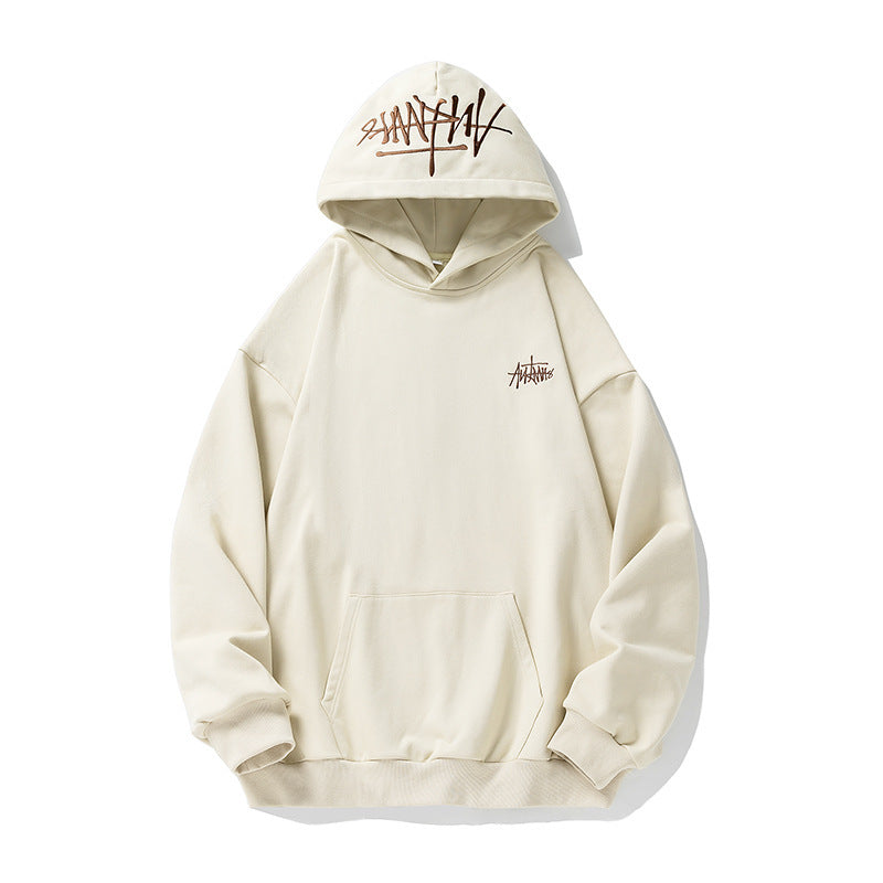 Herren Hoodie mit Handbemalten Buchstaben & Stickerei – Streetwear Kapuzenpullover 2025