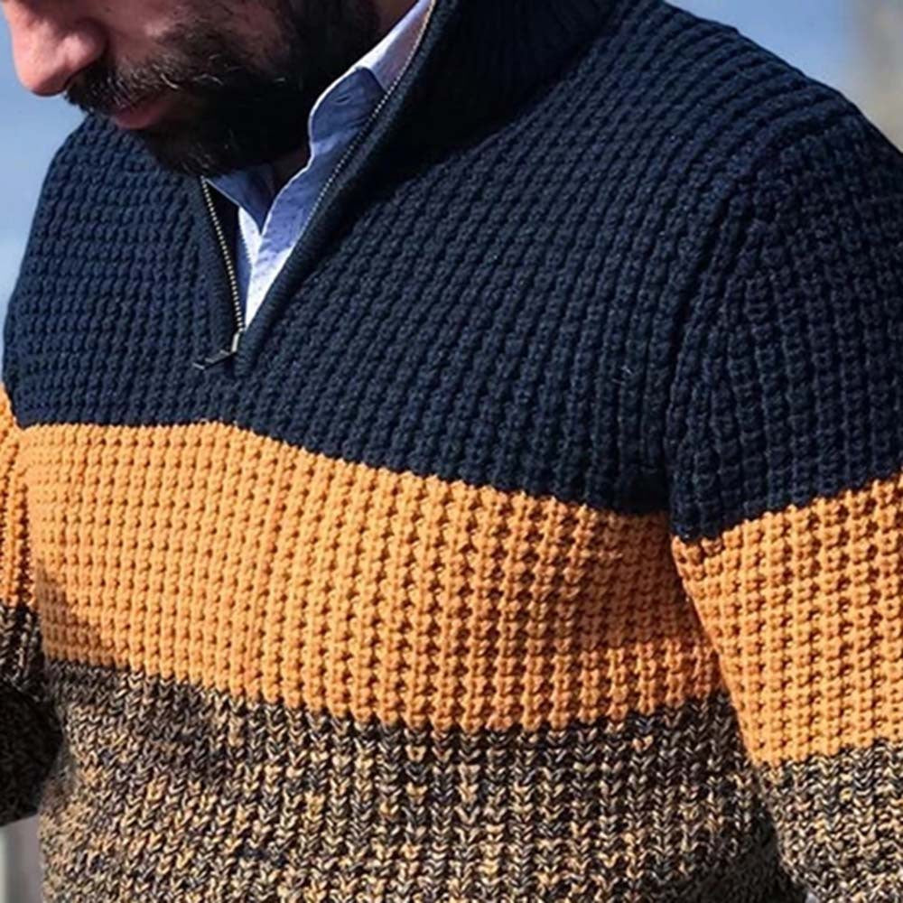 Herren Pullover mit V-Ausschnitt – Langarm Colorblock Sweater | Freizeit & Wintermode 2025