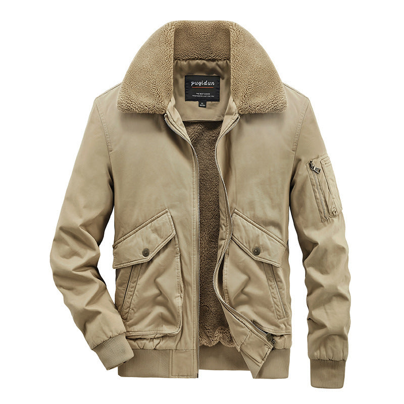 Herren Winterjacke – Lammfell, Baumwollgefüttert, Fleece & Dick