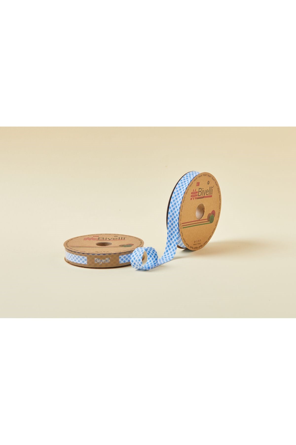 Biye Ekoseli Katlý E01 Mavi 2 cm 25 Metre %65 Koton %35 Polyester