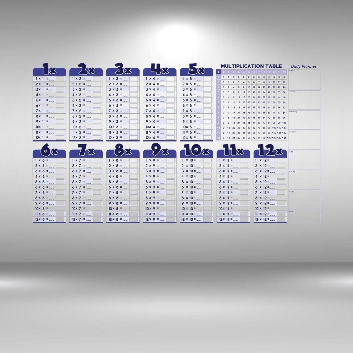 BUFFER® Statik Akýllý Kaðýt Ingilizce Çarpým Tablosu 100x56 Cm