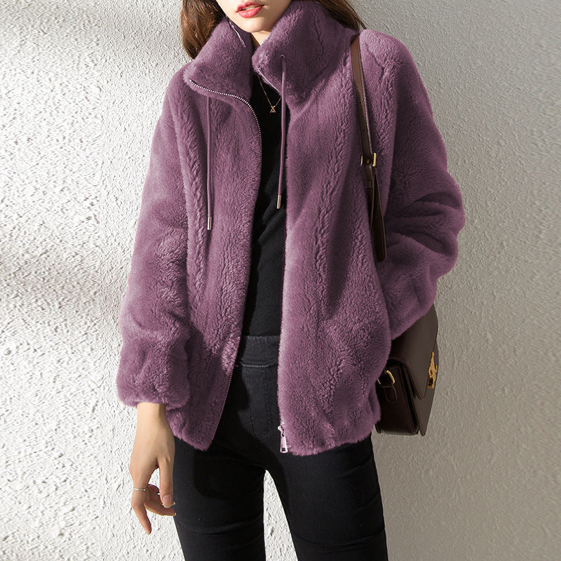 Damen Cardigan – Doppeltes Fleece, Wärmend mit Hohem Kragen | Pullover & Strickjacke 2025