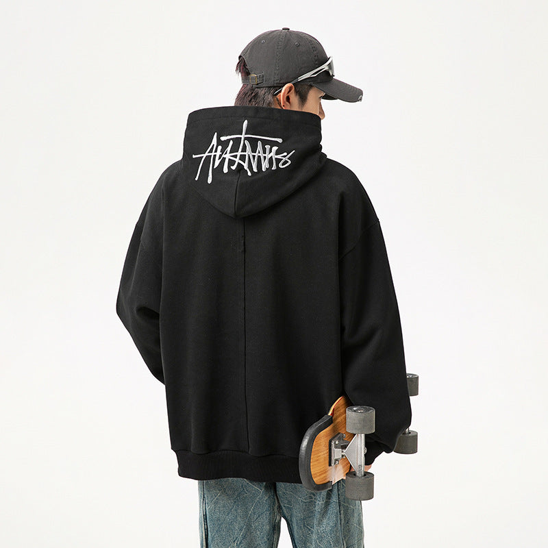 Herren Hoodie mit Handbemalten Buchstaben & Stickerei – Streetwear Kapuzenpullover 2025