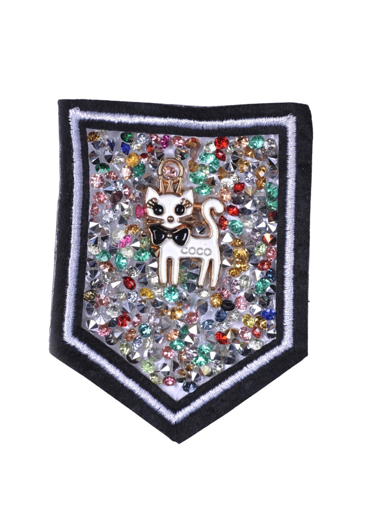 Aplike Ütü Ýle Yapýþan Taþlý Kedi Arma 5 cm