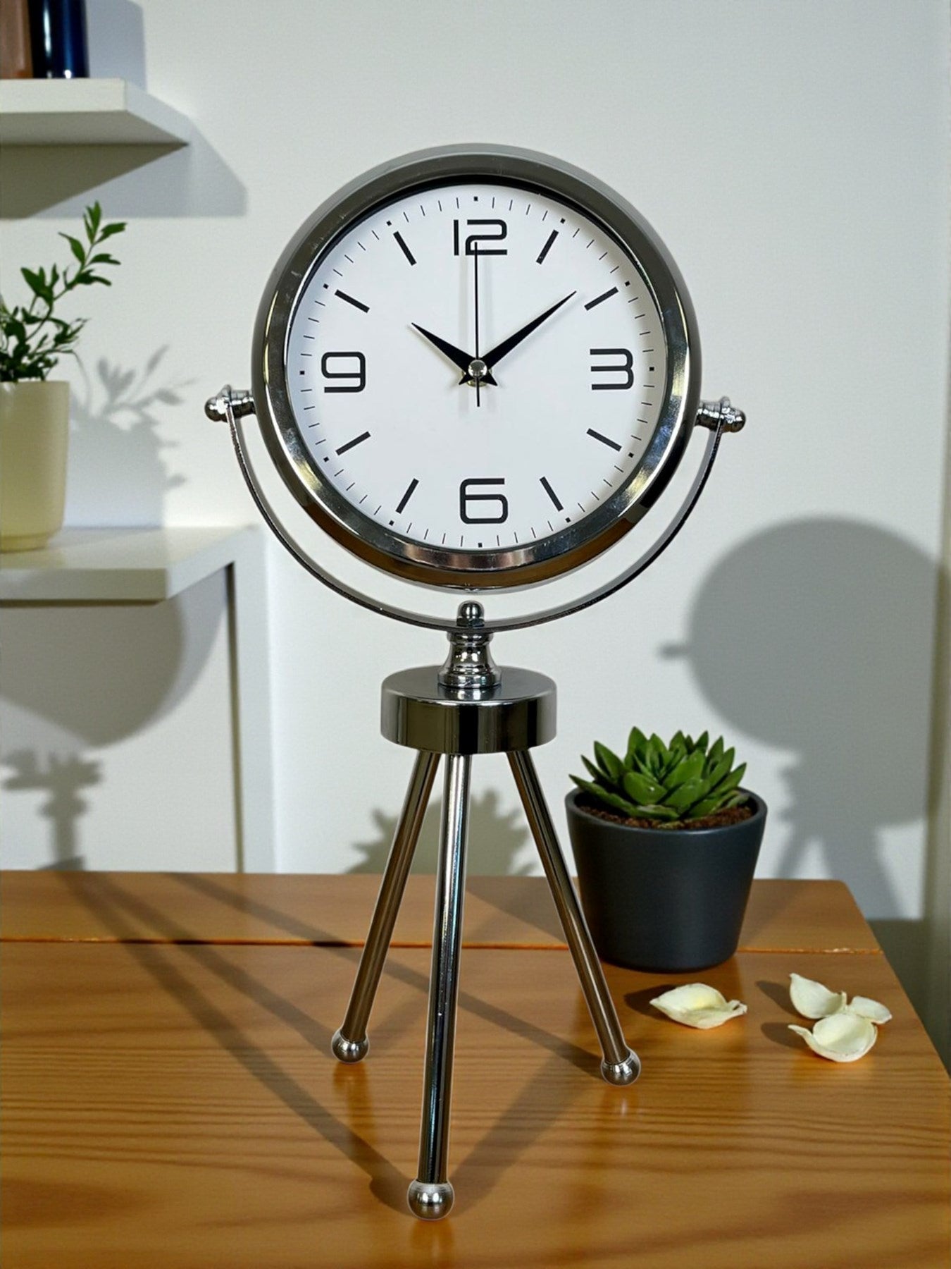 Zentime Krom Þýk Üç Ayaklý Masa Saati