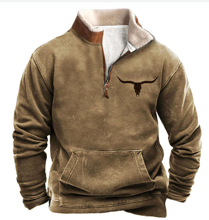 Herren Übergangsjacke – Halb-Zip, Bedruckt, Frühling & Herbst Mode