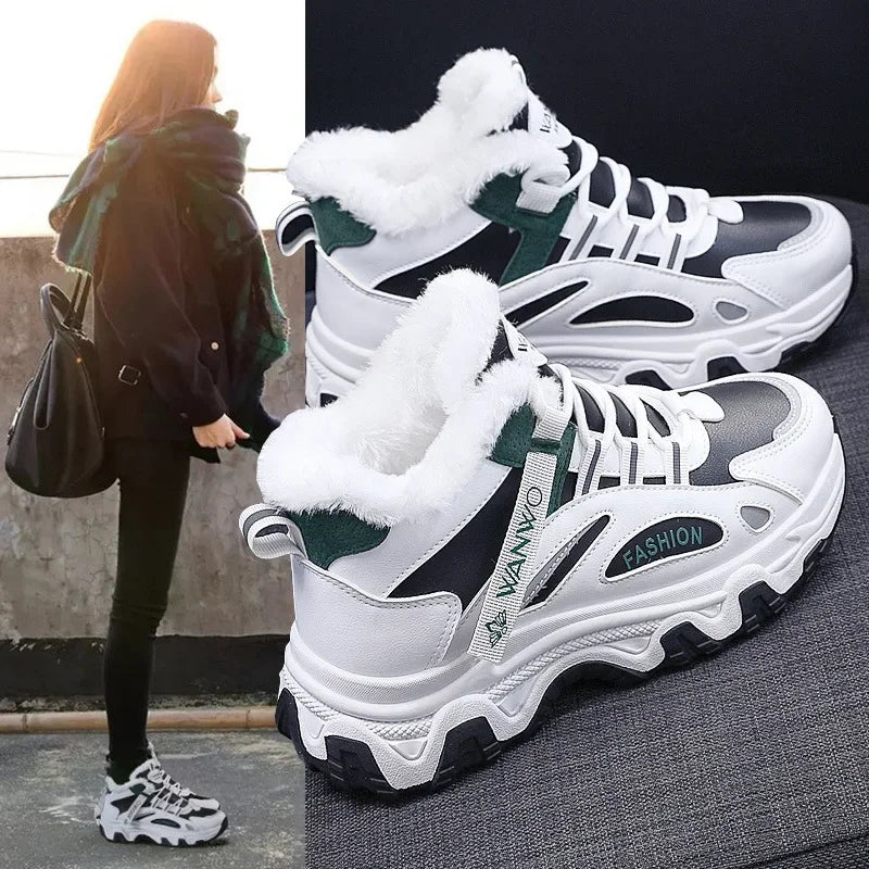 🏷️ Damen Winter Sneaker – Rutschfeste Bequeme Sportschuhe mit Fleece, Vulkanisierte Outdoor Schuhe für Freizeit & Walking
