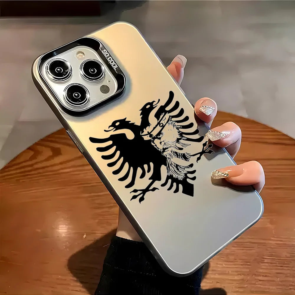 Stilvolle Albanischer Adler Hülle für iPhone 7–16 Pro Max. Matte, bunte Hard Cover Schutzhülle, stoßfest und langlebig.