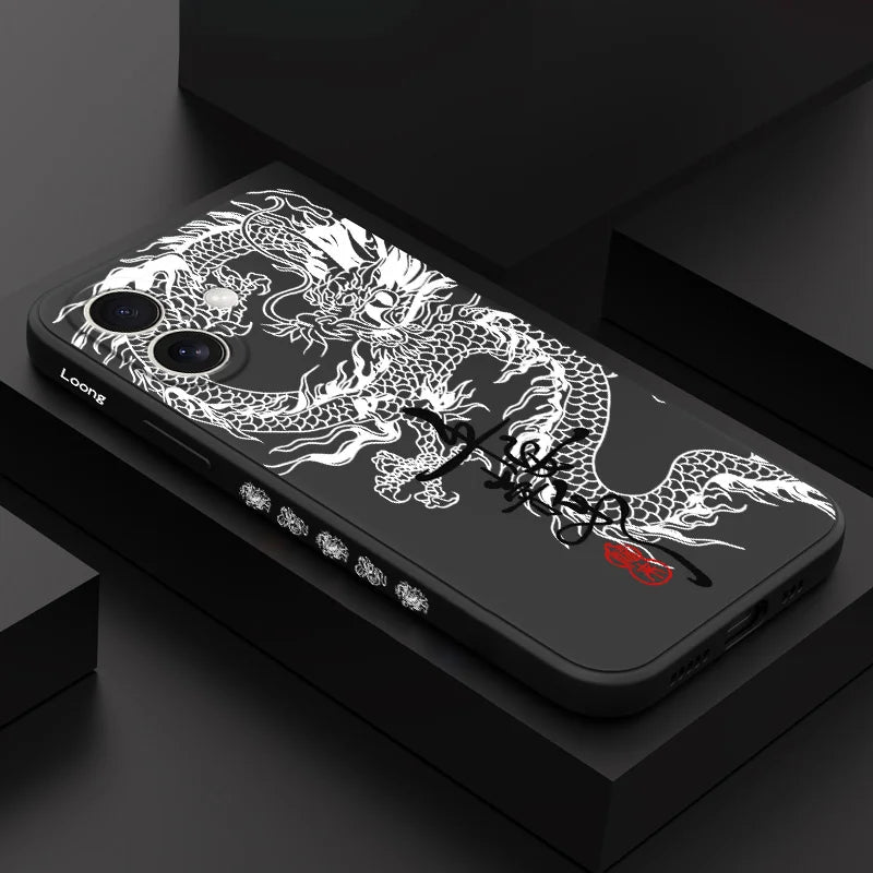 Happy Dragon Handyhülle – Silikon Schutzhülle für iPhone 16/16E/15/14/13/12/11/X/XR/XS/Plus/Pro Max/Mini