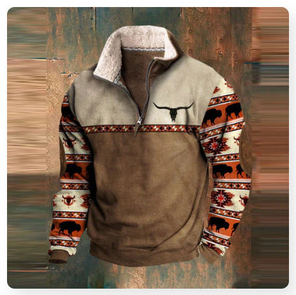Herren Übergangsjacke – Halb-Zip, Bedruckt, Frühling & Herbst Mode
