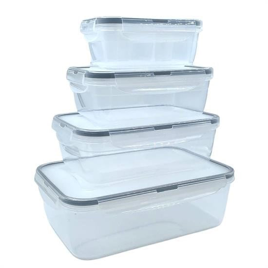 BUFFER® 4lü Ýç Ýçe Sýzdýrmaz Contalý Kilitli Kapaklý Plastik Erzak Saklama Kaplarý LC315