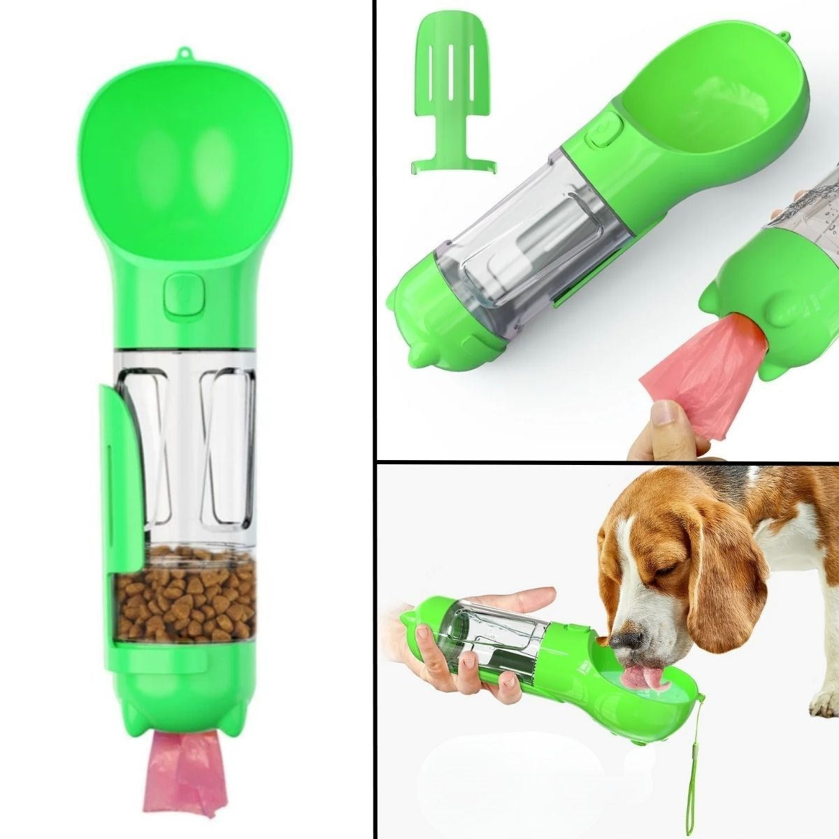 BUFFER® Taþýnabilir Hazneli Mama Kaplý ,Kaka Poþetli Kedi,Köpek Suluðu-300ml