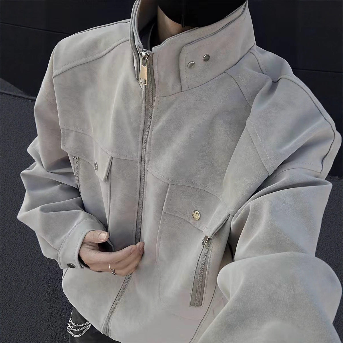 Unisex Stickerei Jacke – Lässig, Langarm, Streetwear Style