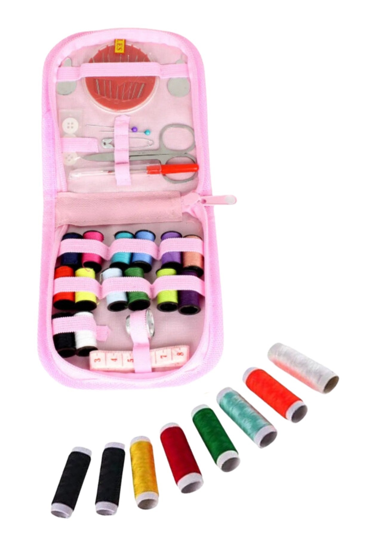 Ýplik Set Fermuarlý Plastik Dikiþ Seti Pembe