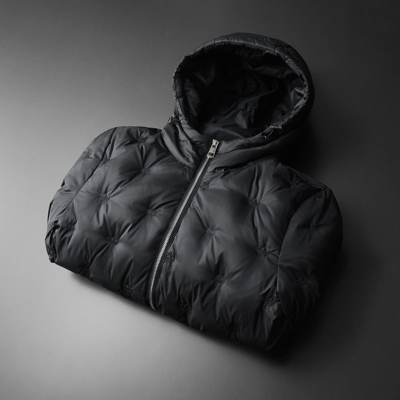 Herren Daunenjacke – Bestickt, Kapuze & Plus Size | Lässige Winterjacke 2025