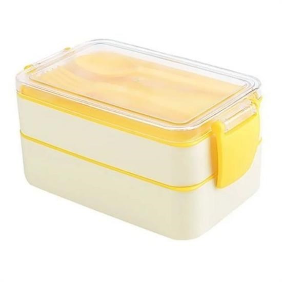 BUFFER® 2 Bölmeli Çok Amaçlý 900 ml Kapasiteli Çatal Kaþýklý Dayanýklý Beslenme Kabý Yiyecek Kutusu