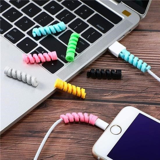 BUFFER® 4lü Apple, Android Þaj Kablosu Koruyucu Silikon Spiral Yay Aparat