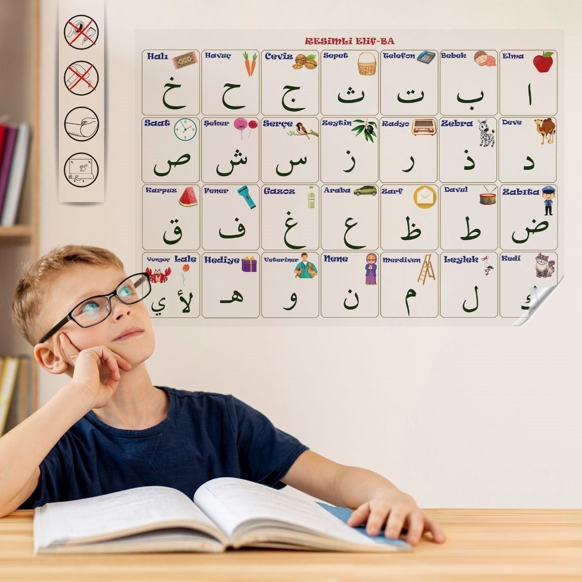 BUFFER® 70x100 cm Statik Kaðýt Elif-Ba Öðrenme Tahtasý