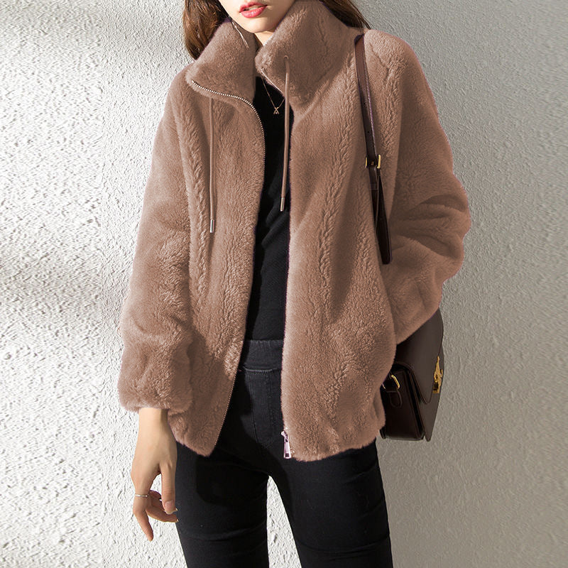 Damen Cardigan – Doppeltes Fleece, Wärmend mit Hohem Kragen | Pullover & Strickjacke 2025