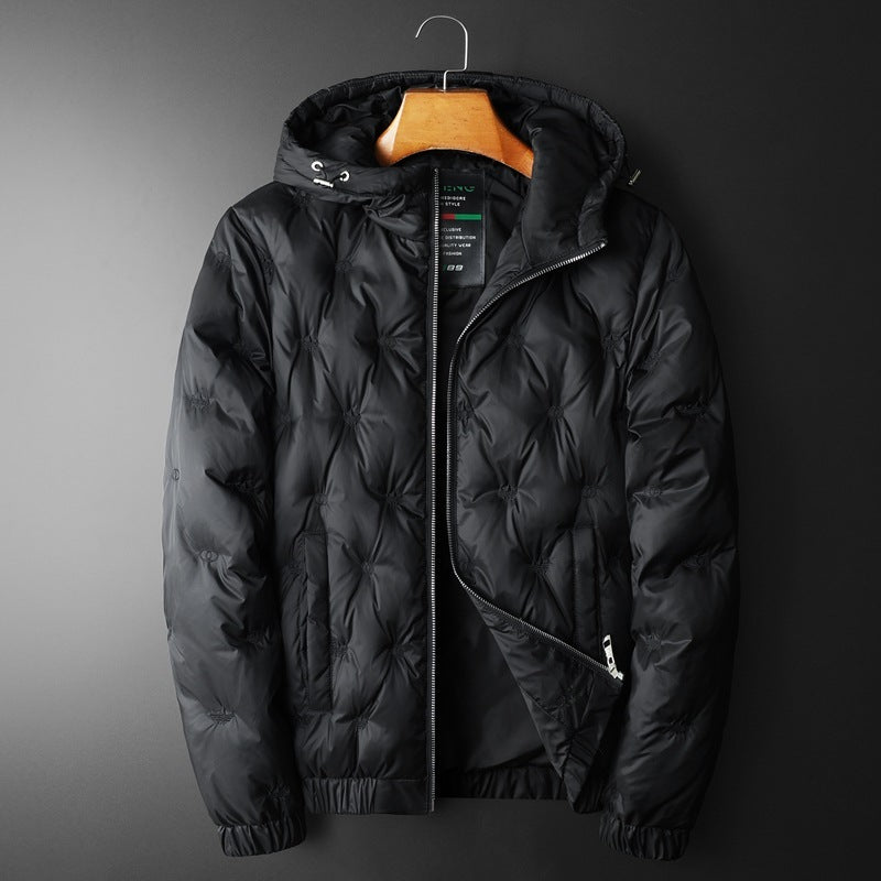 Herren Daunenjacke – Bestickt, Kapuze & Plus Size | Lässige Winterjacke 2025