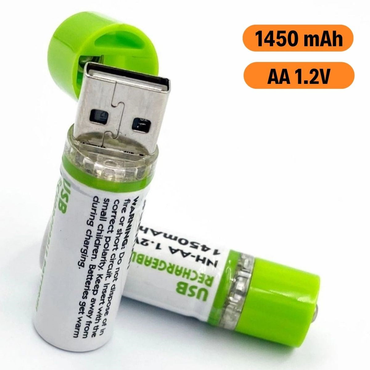 BUFFER® USB Þarjlý 1450mAh AA 1.2V Lityum Kalem Pil – 2’li Set, Tekrar Þarj Edilebilir Uzun Ömürlü Dönüþtürülebilir Batarya
