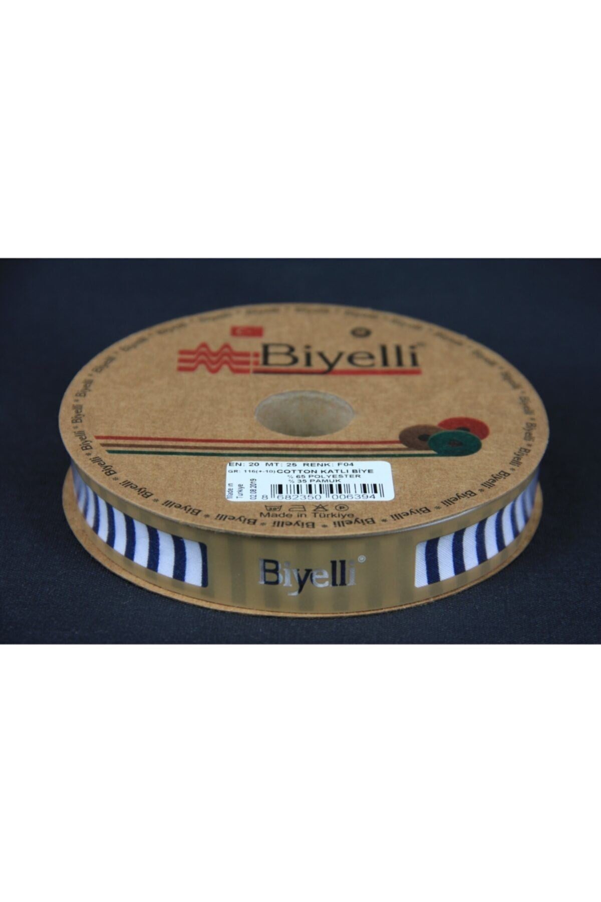 Biye Kalýn Çizgili Katlý F04 Lacivert 2 cm 25 Metre %65 Koton %35 Polyester