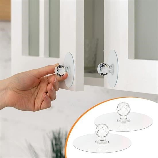 BUFFER® 2 Adet Kristal Kendiliðinden Güçlü Yapýþkanlý Kulp Askýsý Tutma Kolu