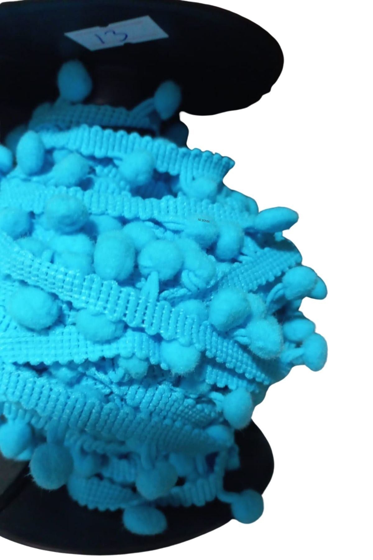 Sýralý Ponpon 1 Metre Bebe Mavisi