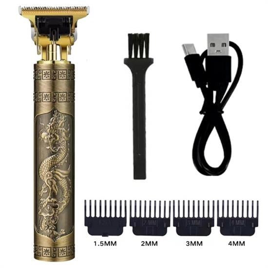 BUFFER® Vintage Görünümlü Güçlü 4 Farklý Baþlýklý USB ÞarjlI Manuel Týraþ Makinasý