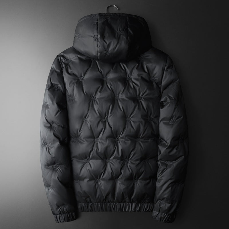 Herren Daunenjacke – Bestickt, Kapuze & Plus Size | Lässige Winterjacke 2025